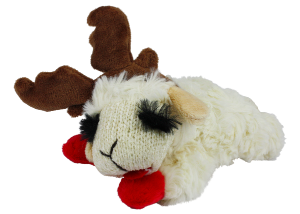 King Wholesale Multipet Holiday Lamb Chop With Antlers Plush Dog Toy (2 Sizes Available)