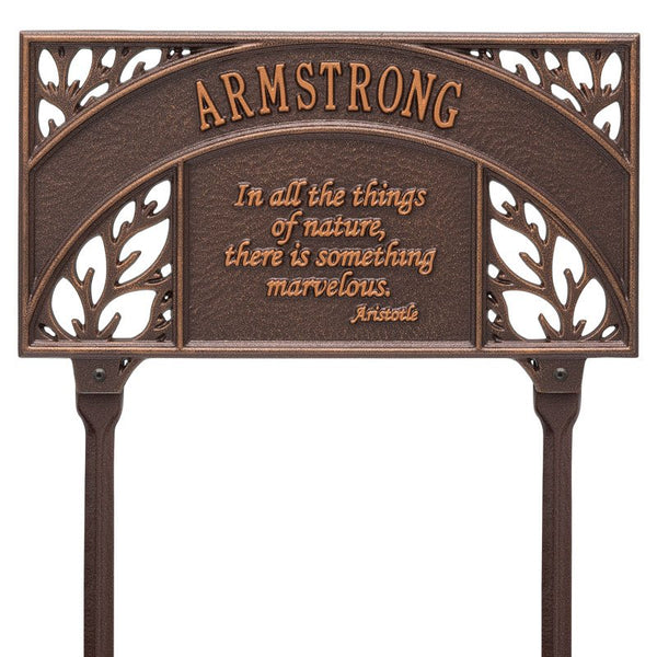 Whitehall Products Whitehall Aristotle Garden Lawn Personalized Plaque