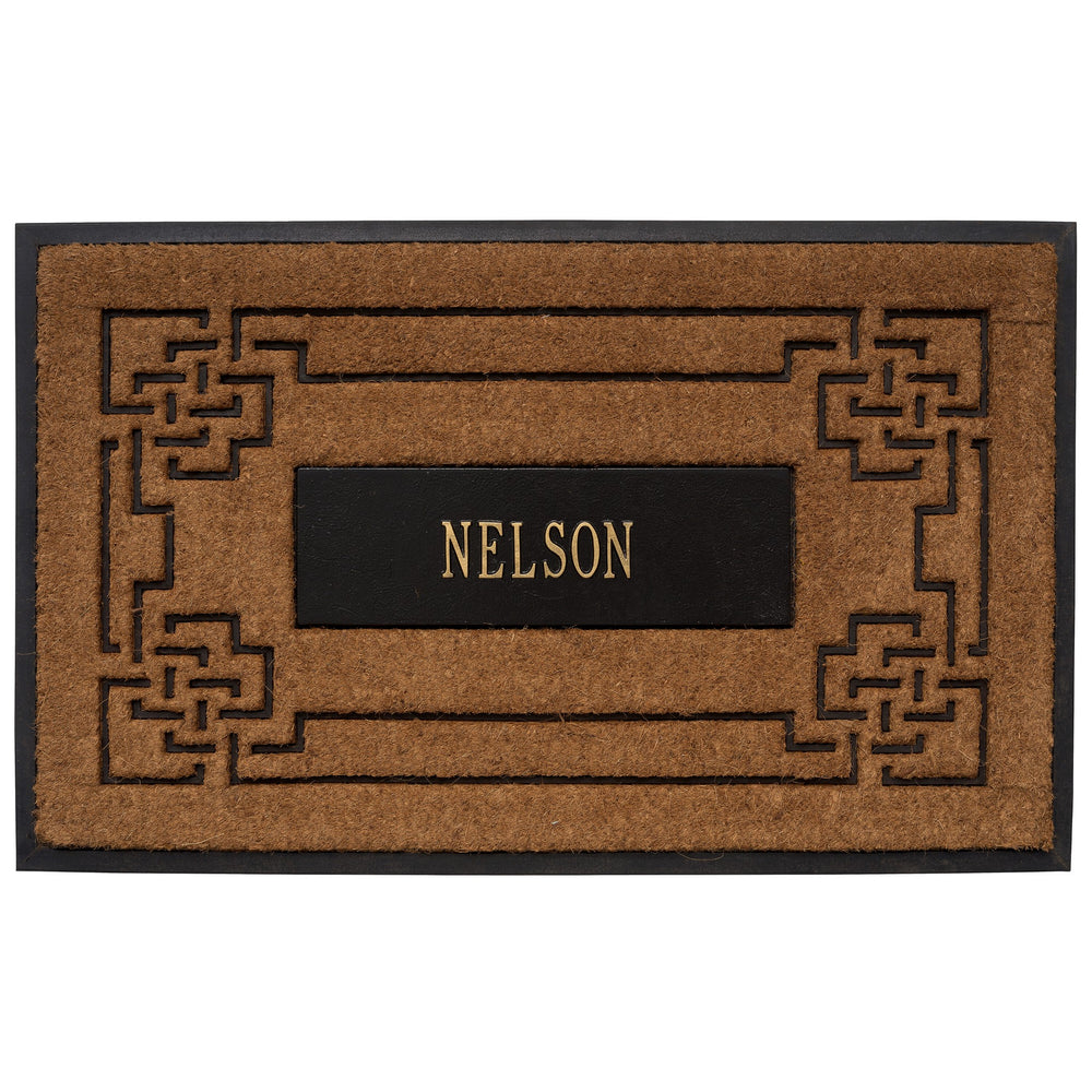 Whitehall Sailor's Knot Personalized Coir Door Mat - Black/Brown