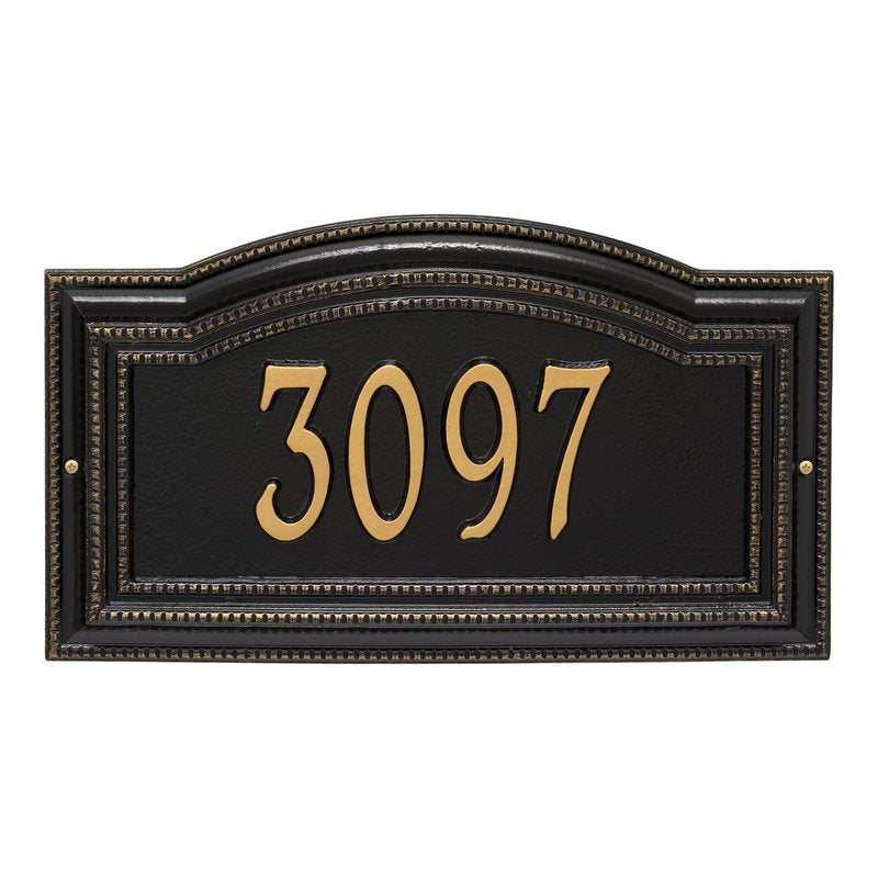 Whitehall Arbor Signature Grande Wall 1-Line Personalized Address Plaque - Black/Gold