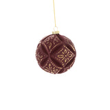 Embossed Velvet Glass Ornaments By Accent Decor - Red