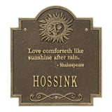 Whitehall Sun Poem Personalized Plaque - Antique Brass