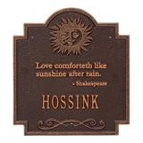 Whitehall Sun Poem Personalized Plaque - Antique Copper