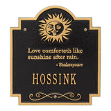 Whitehall Sun Poem Personalized Plaque - Black/Gold