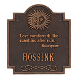 Whitehall Sun Poem Personalized Plaque - Oil-Rubbed Bronze