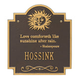 Whitehall Sun Poem Personalized Plaque - Bronze/Gold