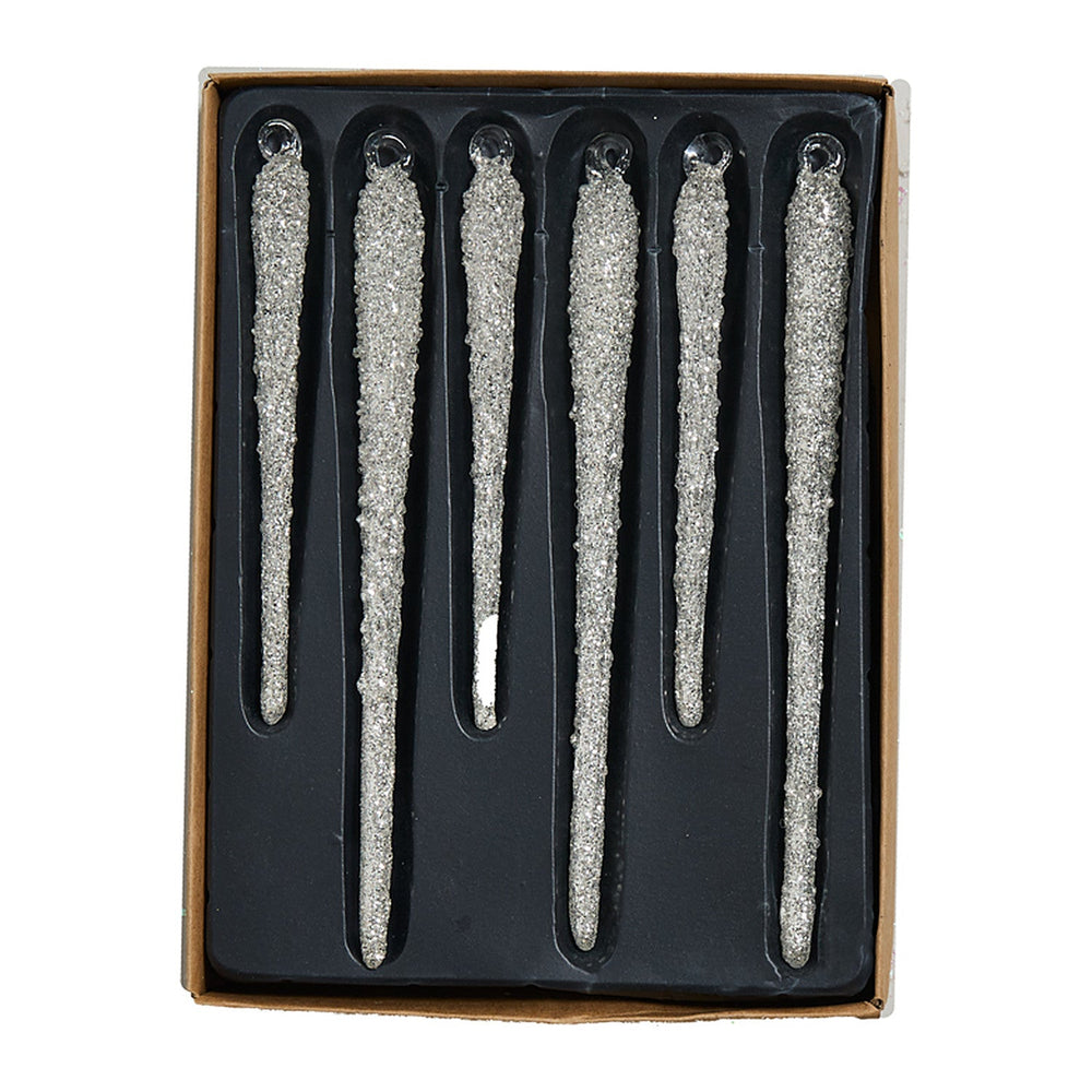 Glitzy Icicle Glass Ornaments (Set of 6) By Accent Decor