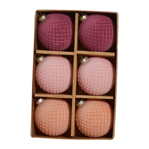 Accent Decor Rosy Velvet Glass Ornaments (Set of 6) By Accent Decor
