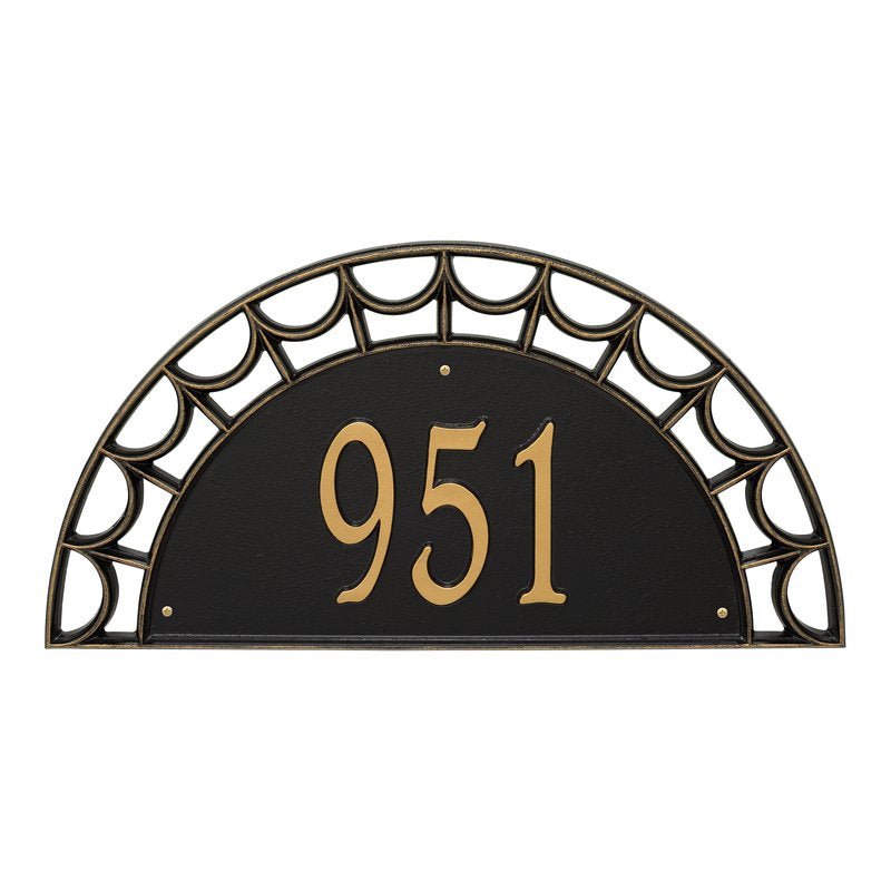 Whitehall Federal Signature Extra Grande Wall 1-Line Personalized Address Plaque - Black/Gold