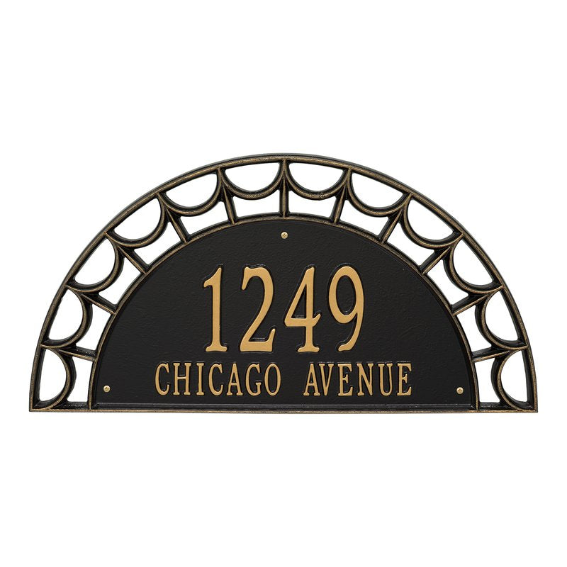 Whitehall Federal Signature Extra Grande Wall 2-Line Personalized Address Plaque - Black/Gold