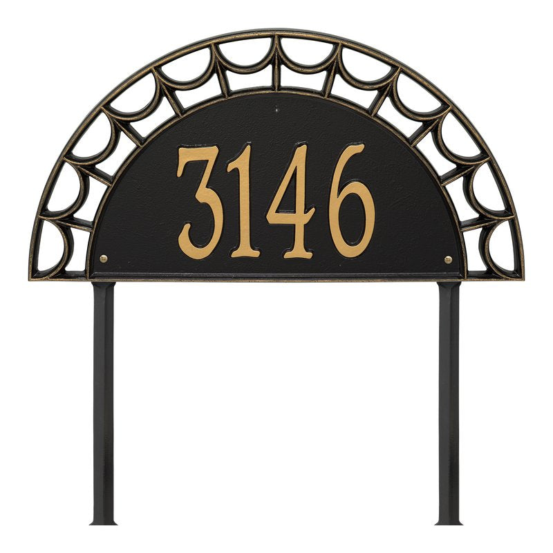 Whitehall Federal Signature Extra Grande Lawn 1-Line Personalized Address Plaque - Black/Gold