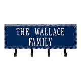 Whitehall Beaded Rectangle 2-Line Hook Personalized Plaque - Dark Blue/White