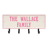Whitehall Beaded Rectangle 2-Line Hook Personalized Plaque - Stucco/Magenta