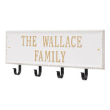 Whitehall Beaded Rectangle 2-Line Hook Personalized Plaque - White/Gold