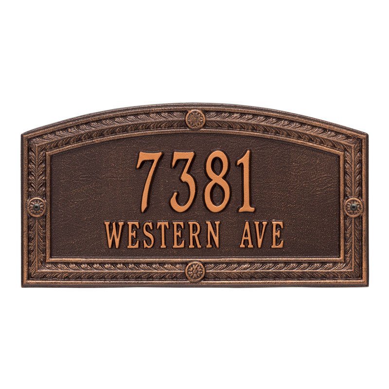 Whitehall Hamilton Standard Wall 2-Line Personalized Address Plaque - Antique Copper