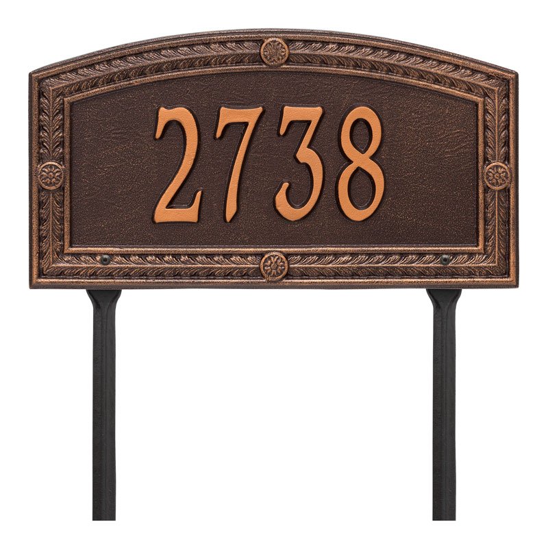 Whitehall Hamilton Standard Lawn 1-Line Personalized Address Plaque - Antique Copper