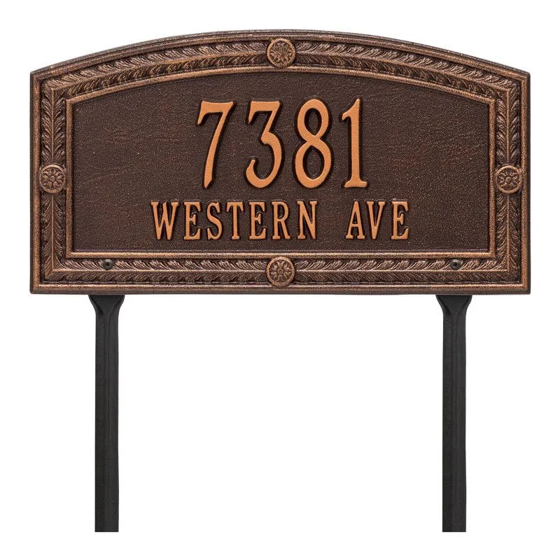 Whitehall Hamilton Standard Lawn 2-Line Personalized Address Plaque - Antique Copper