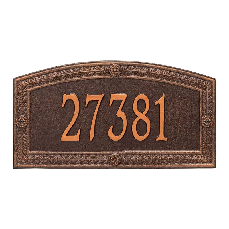 Whitehall Hamilton Estate Wall 1-Line Personalized Address Plaque - Antique Copper