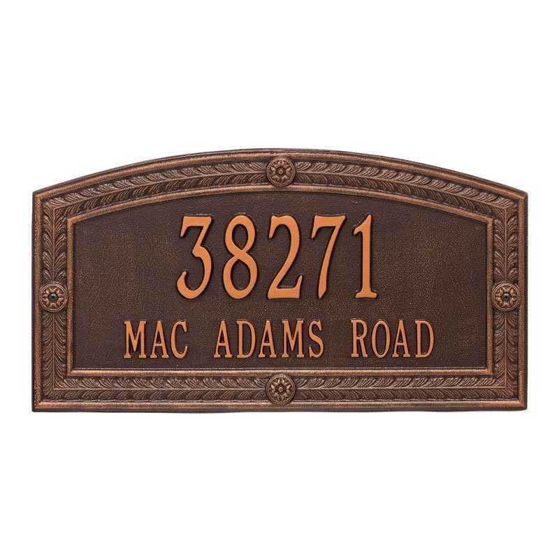 Whitehall Hamilton Estate Wall 2-Line Personalized Address Plaque - Antique Copper