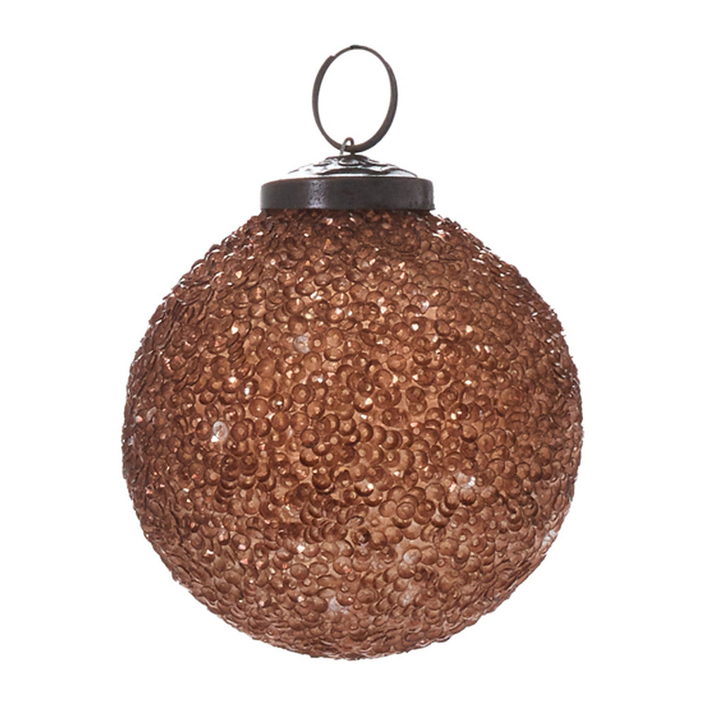 Copper Glitter Glass Ornaments By Accent Decor