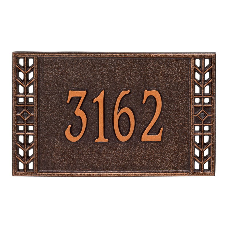 Whitehall Boston Standard Wall 1-Line Personalized Address Plaque - Antique Copper