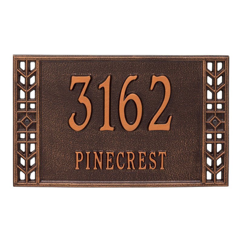 Whitehall Boston Standard Wall 2-Line Personalized Address Plaque - Antique Copper
