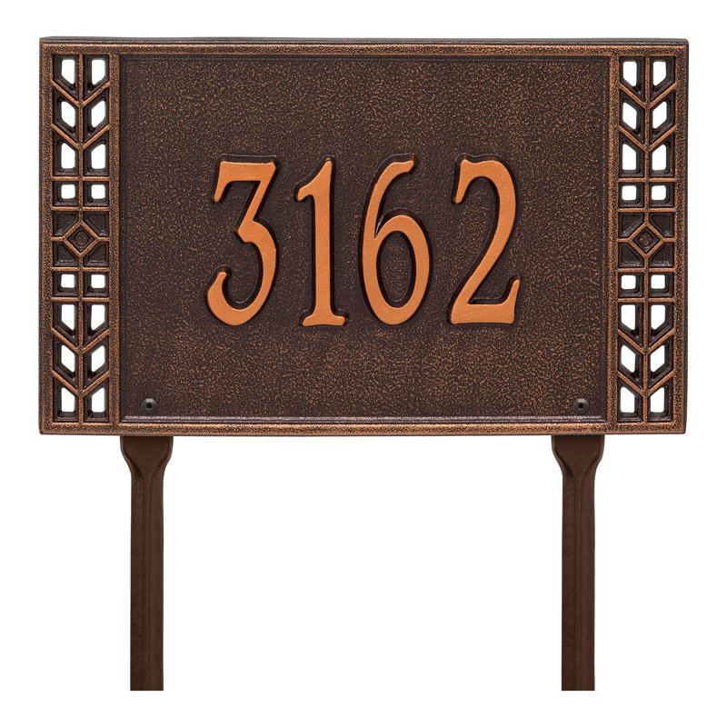 Whitehall Boston Standard Lawn 1-Line Personalized Address Plaque - Antique Copper