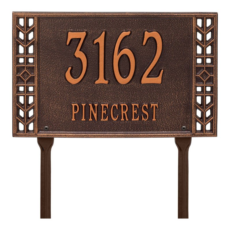 Whitehall Boston Standard Lawn 2-Line Personalized Address Plaque - Antique Copper