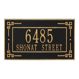 Whitehall Key Corner Standard Wall 2-Line Personalized Address Plaque - Black/Gold