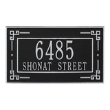 Whitehall Key Corner Standard Wall 2-Line Personalized Address Plaque - Black/Silver