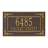 Whitehall Key Corner Standard Wall 2-Line Personalized Address Plaque - Bronze/Gold