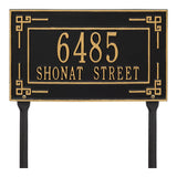 Whitehall Key Corner Standard Lawn 2-Line Personalized Address Plaque - Black/Gold