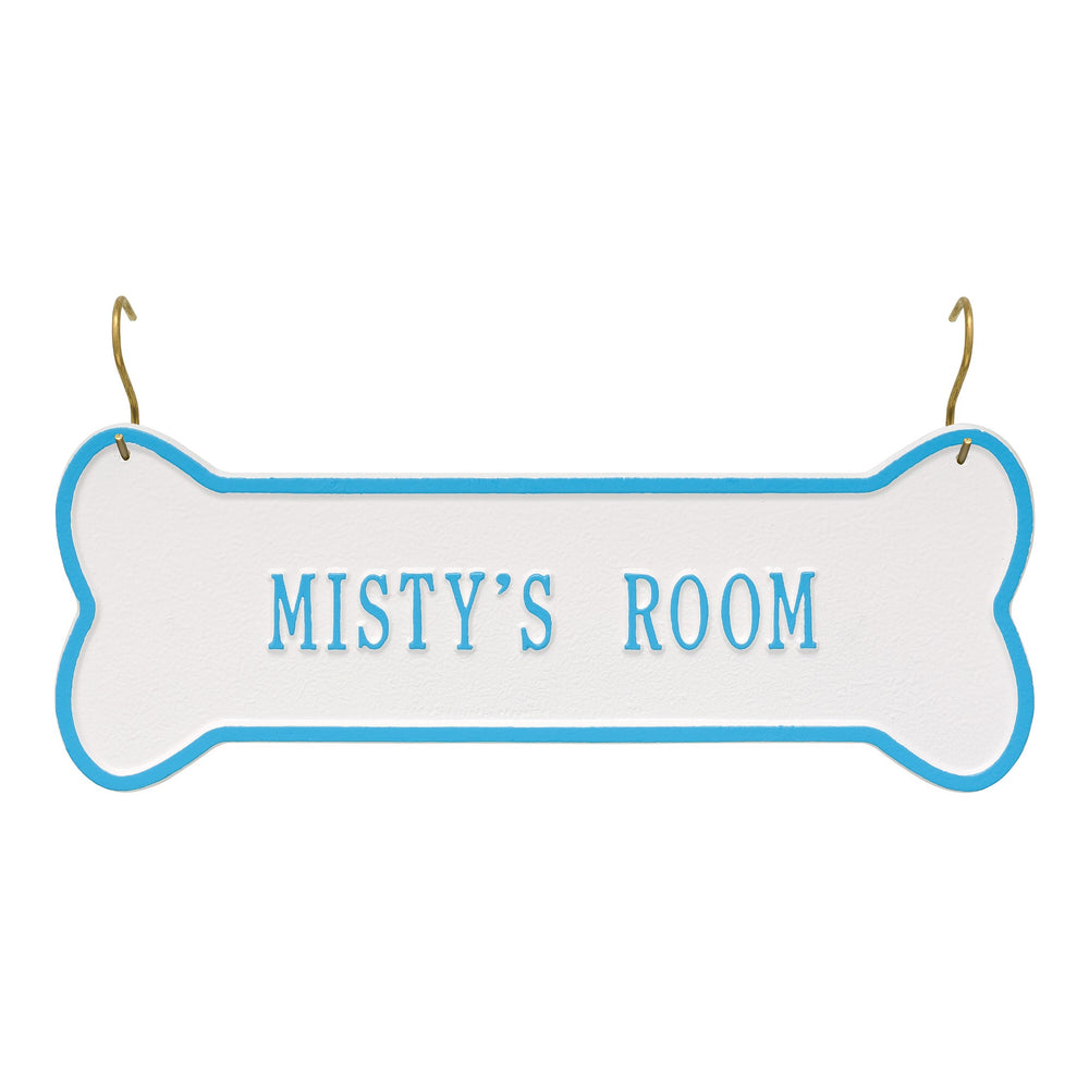 Whitehall Hanging Bone 1-Line Crate Personalized Plaque - White/Aruba Blue