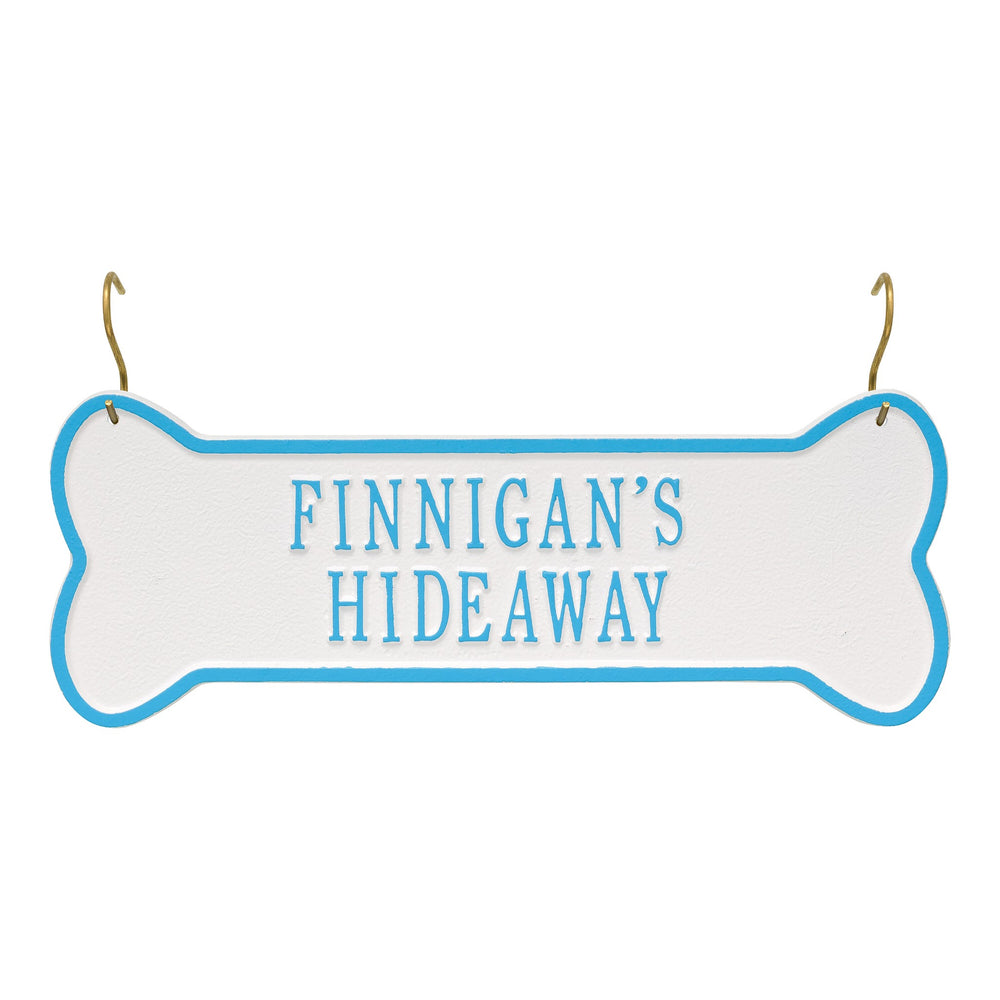 Whitehall Hanging Bone 2-Line Crate Personalized Plaque - White/Aruba Blue
