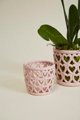Cherished Hearts Orchid Speckled Glossy Pots By Accent Decor