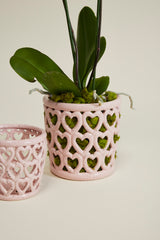 Cherished Hearts Orchid Speckled Glossy Pots By Accent Decor