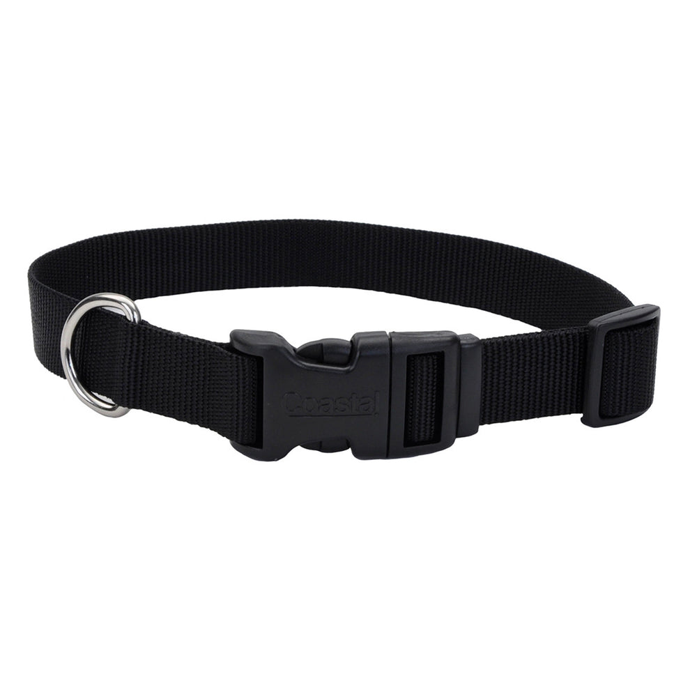 Adjustable Nylon Dog Collar with Plastic Buckle - Extra Small - 3/8" x 8"-12" / Black
