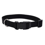 Adjustable Nylon Dog Collar with Plastic Buckle - Extra Small - 3/8" x 8"-12" / Black
