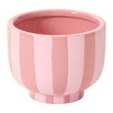 Pink Striped Glossy Footed Decorative Vessels By Accent Decor