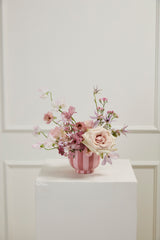 Pink Striped Glossy Footed Decorative Vessels By Accent Decor
