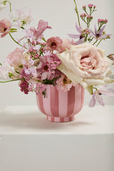 Pink Striped Glossy Footed Decorative Vessels By Accent Decor