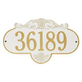 Whitehall Rochelle Grande Wall 1-Line Personalized Address Plaque - White/Gold