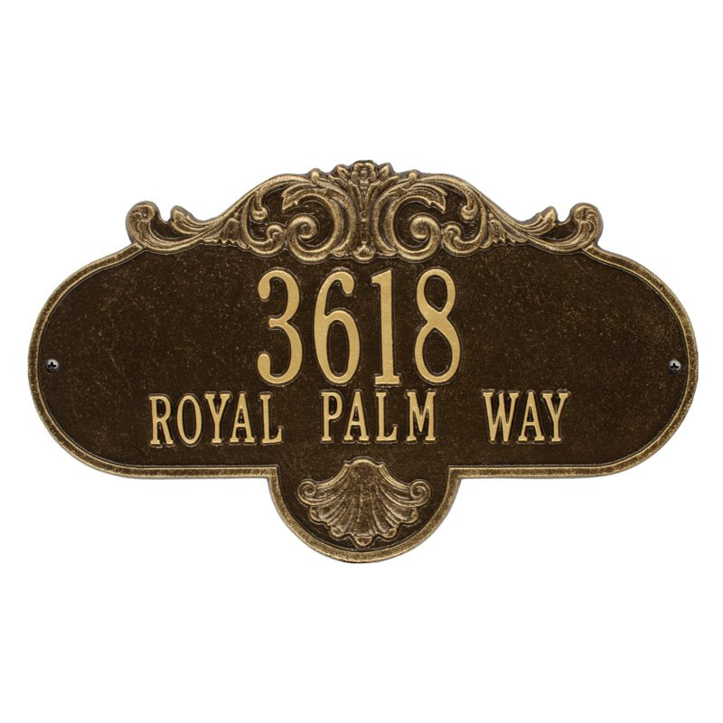 Whitehall Rochelle Grande Wall 2-Line Personalized Address Plaque - Antique Brass