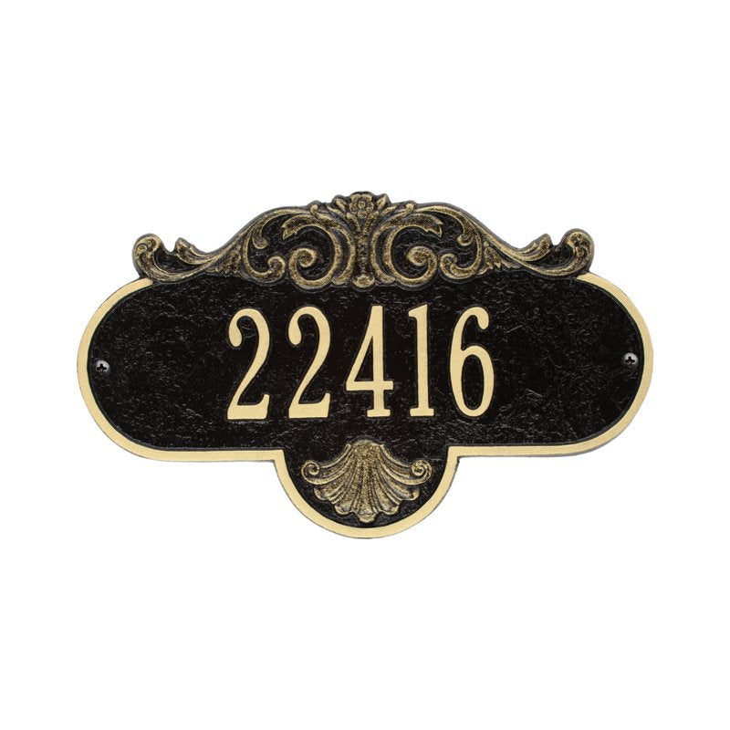 Whitehall Rochelle Standard Wall 1-Line Personalized Address Plaque - Black/Gold