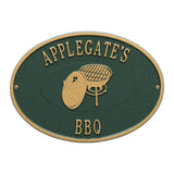 Whitehall Charcoal Grill Personalized Plaque - Green/Gold