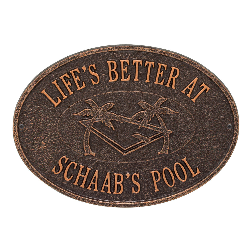 Whitehall Swimming Pool Party Personalized Plaque - Antique Copper