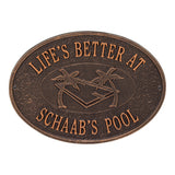 Whitehall Swimming Pool Party Personalized Plaque - Antique Copper
