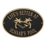 Whitehall Swimming Pool Party Personalized Plaque - Black/Gold