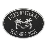 Whitehall Swimming Pool Party Personalized Plaque - Black/Silver