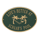 Whitehall Swimming Pool Party Personalized Plaque - Green/Gold